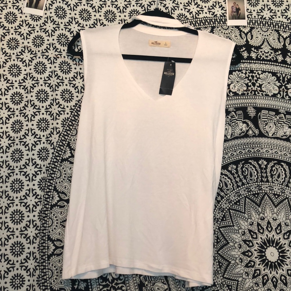 white choker tank top